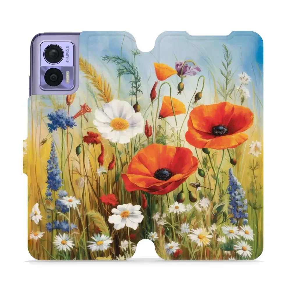 Handyhülle mit klappe für Motorola Edge 30 Neo, Mobiwear Book, Wiesenblumen