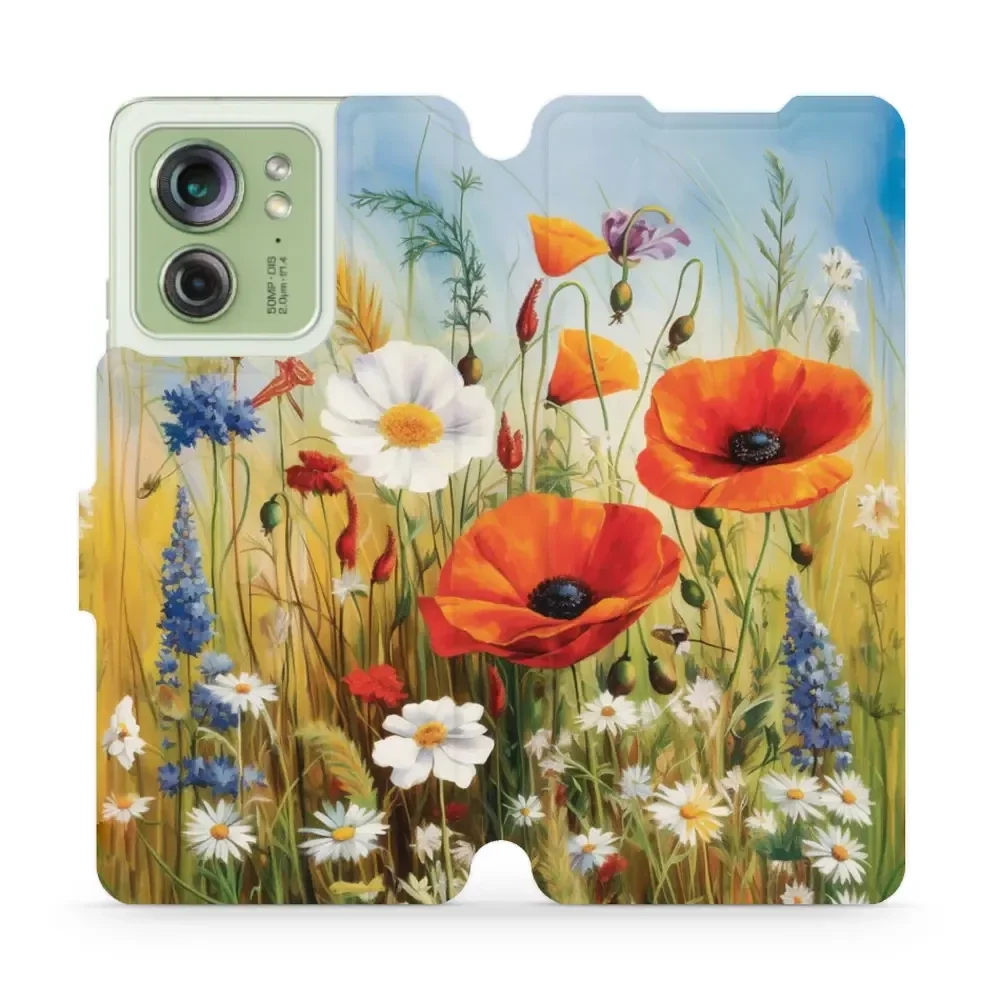 Handyhülle mit klappe für Motorola Edge 40, Mobiwear Book, Wiesenblumen