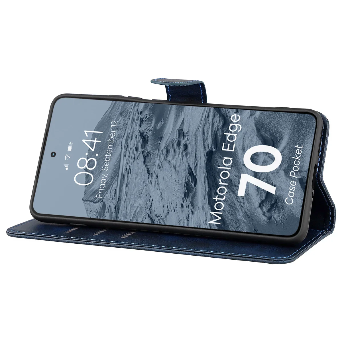 Handyhülle mit Klappe für Motorola Edge 70, Bizon Case Pocket, Dunkelblau - Image 5