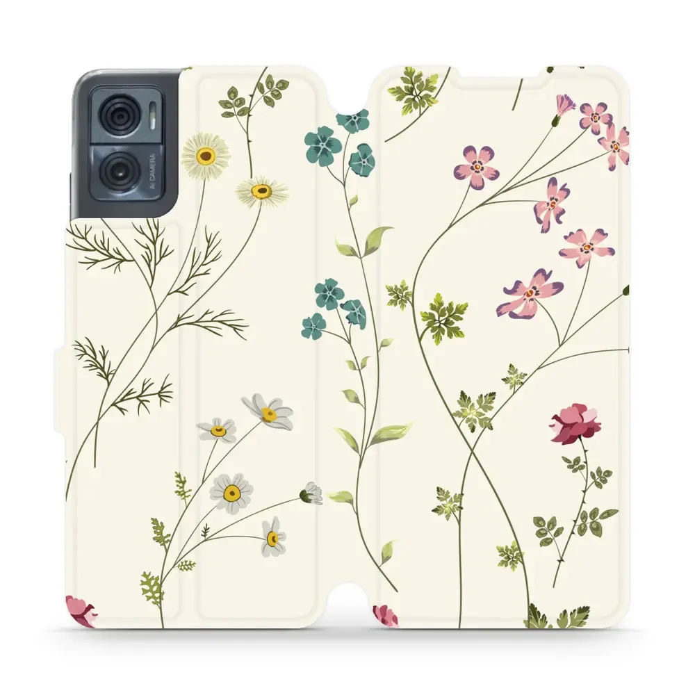 Handyhülle mit klappe für Motorola Moto E22i, Mobiwear Book, Feldblumen