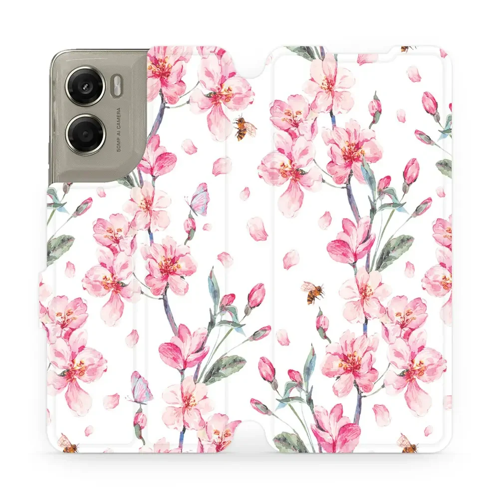Handyhülle mit klappe für Motorola Moto G06 4G / Motorola Moto G06 Power 4G, Mobiwear Book, Rosa Frühling