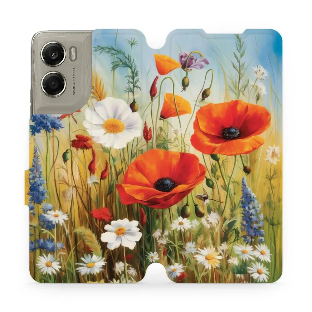 Handyhülle mit klappe für Motorola Moto G06 4G / Motorola Moto G06 Power 4G, Mobiwear Book, Wiesenblumen