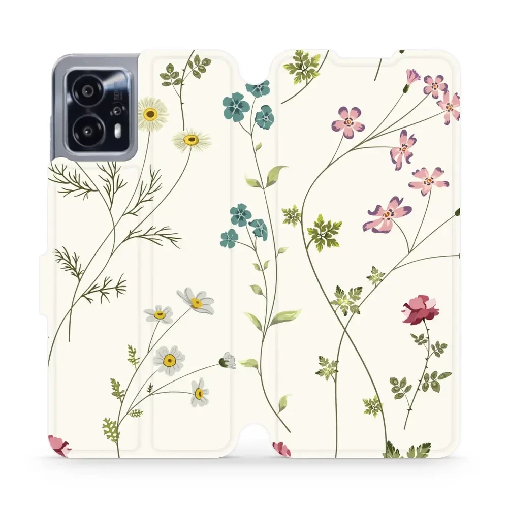 Handyhülle mit klappe für Motorola Moto G13, Mobiwear Book, Feldblumen