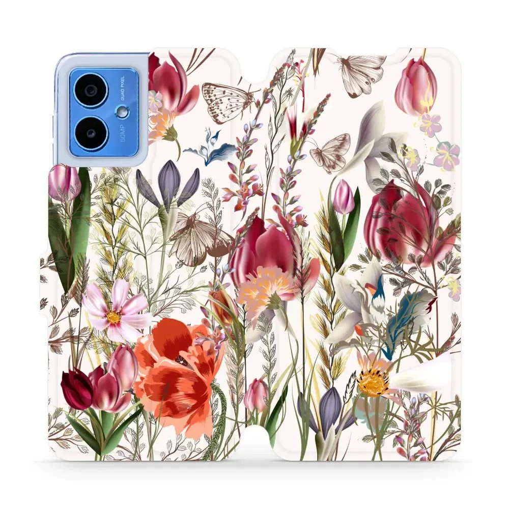 Handyhülle mit klappe für Motorola Moto G14, Mobiwear Book, Blumenstrauß