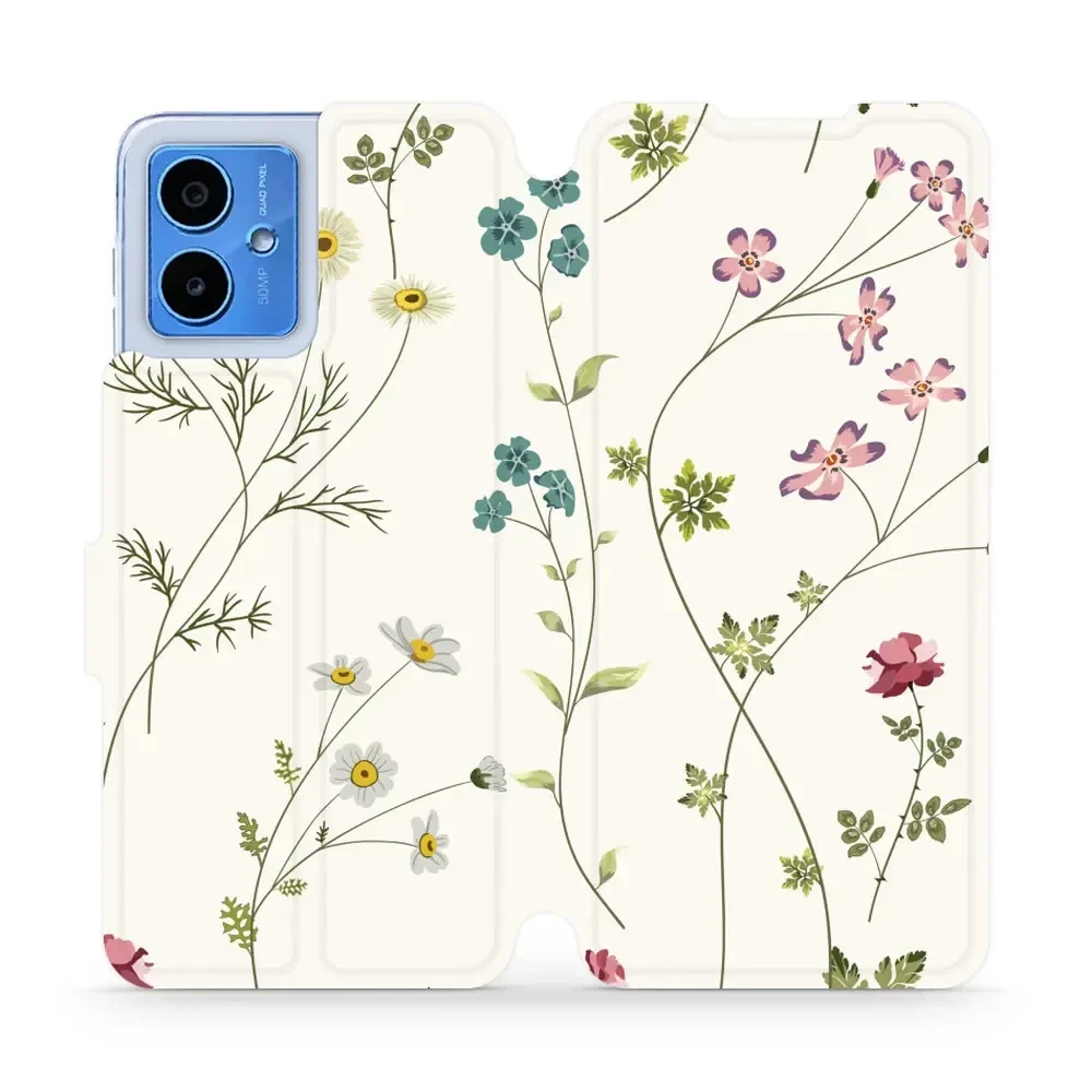 Handyhülle mit klappe für Motorola Moto G14, Mobiwear Book, Feldblumen