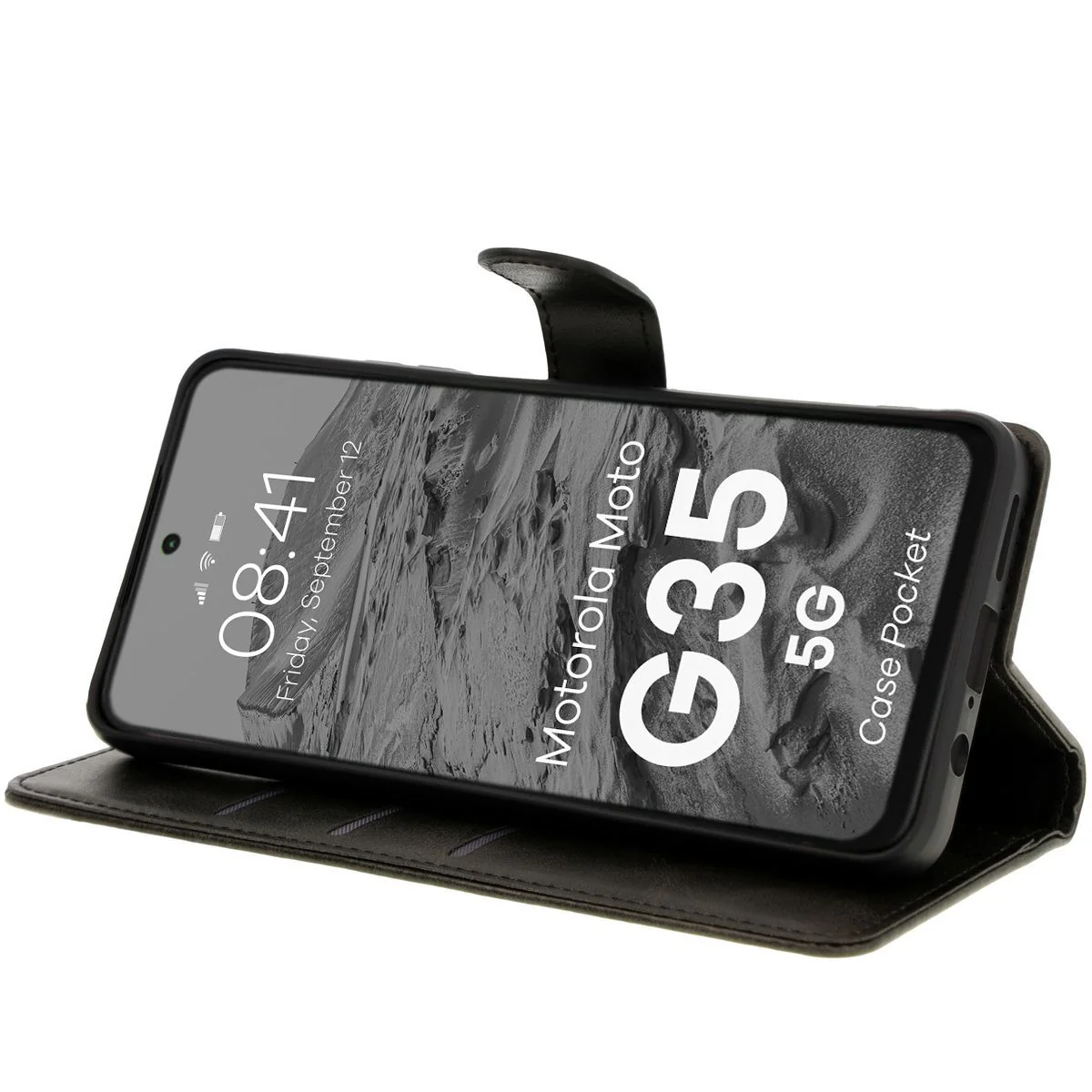 Handyhülle mit Klappe für Motorola Moto G35 5G, Bizon Case Pocket, Schwarz - Image 5