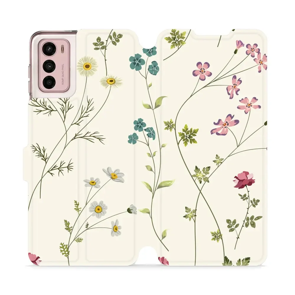 Handyhülle mit klappe für Motorola Moto G42, Mobiwear Book, Feldblumen