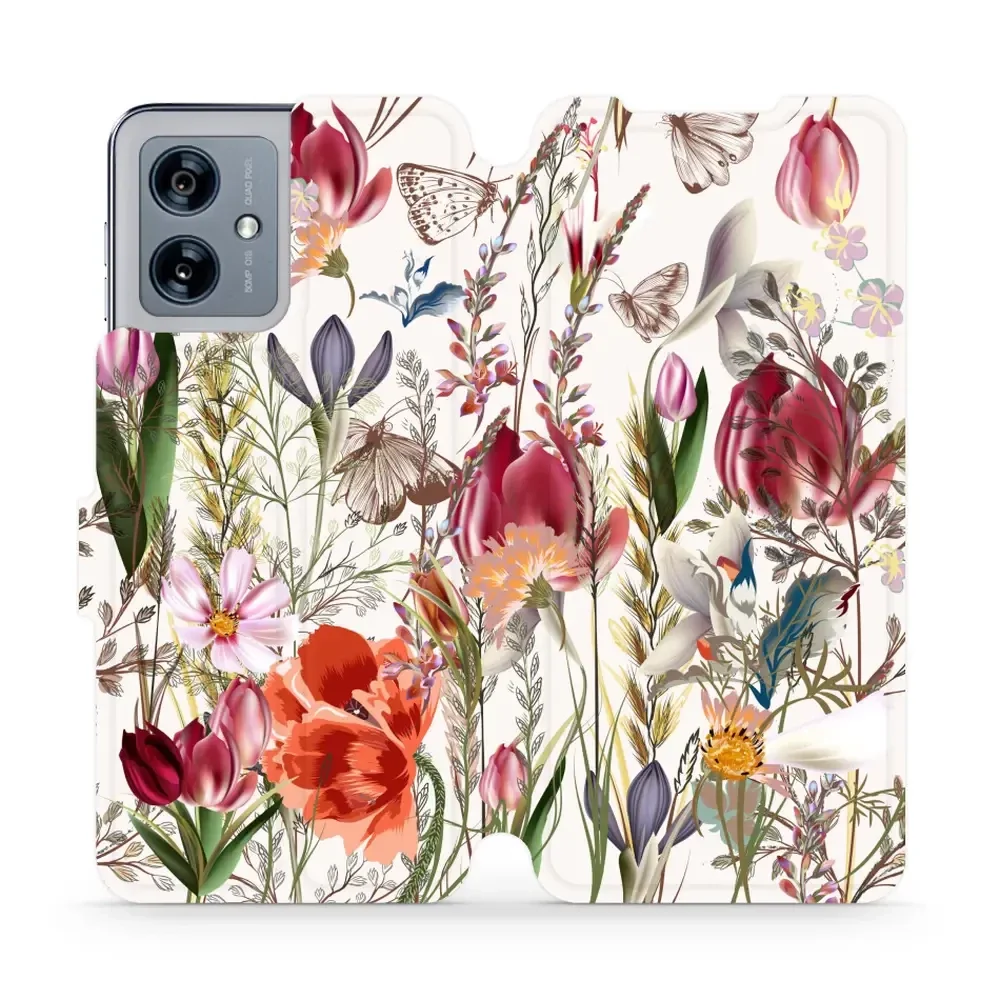 Handyhülle mit klappe für Motorola Moto G54 5G, Mobiwear Book, Blumenstrauß