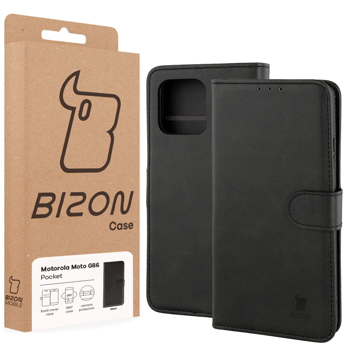 Handyhülle mit Klappe für Motorola Moto G86 5G, Bizon Case Pocket, Schwarz - Image 6