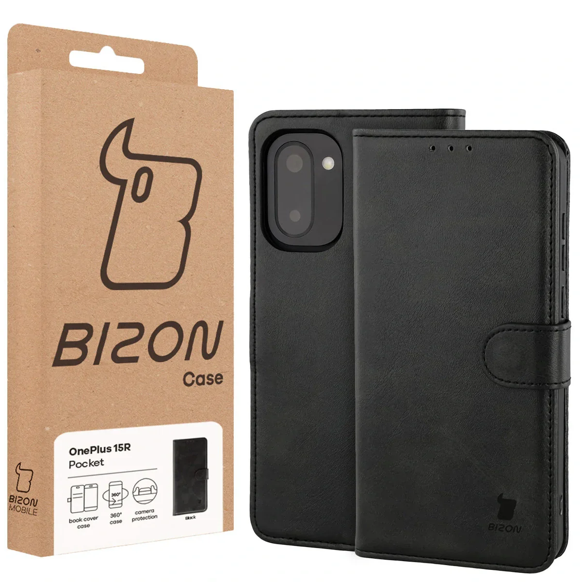 Handyhülle mit Klappe für OnePlus 15R, Bizon Case Pocket, Schwarz - Image 6