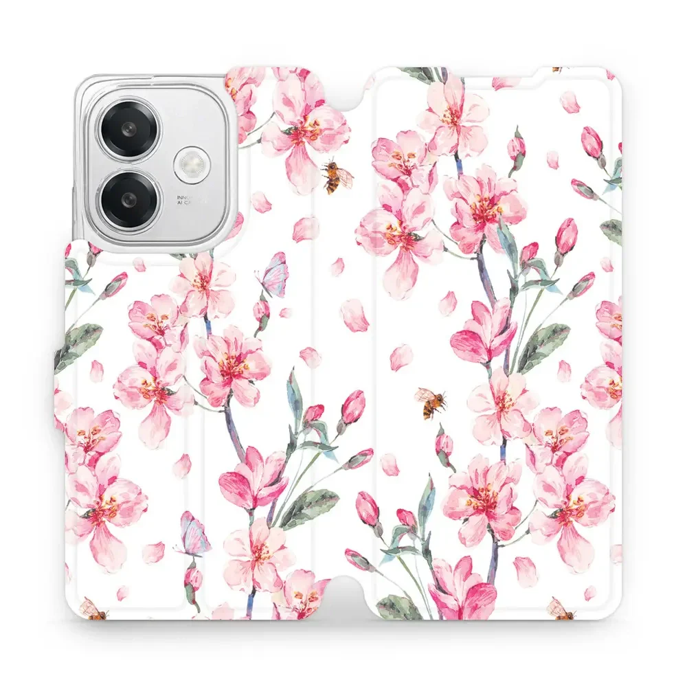 Handyhülle mit klappe für Oppo A40, Mobiwear Book, Rosa Frühling