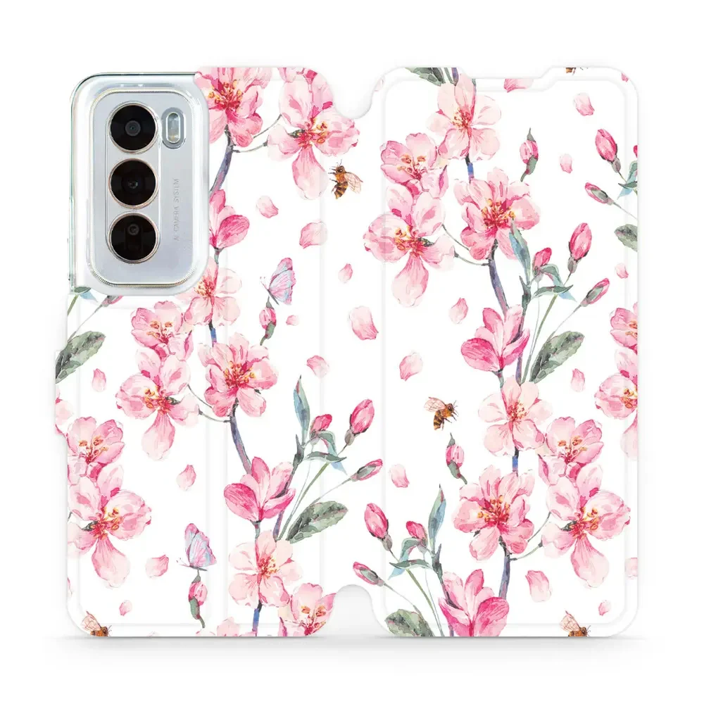 Handyhülle mit klappe für Oppo Reno 12 Pro, Mobiwear Book, Rosa Frühling