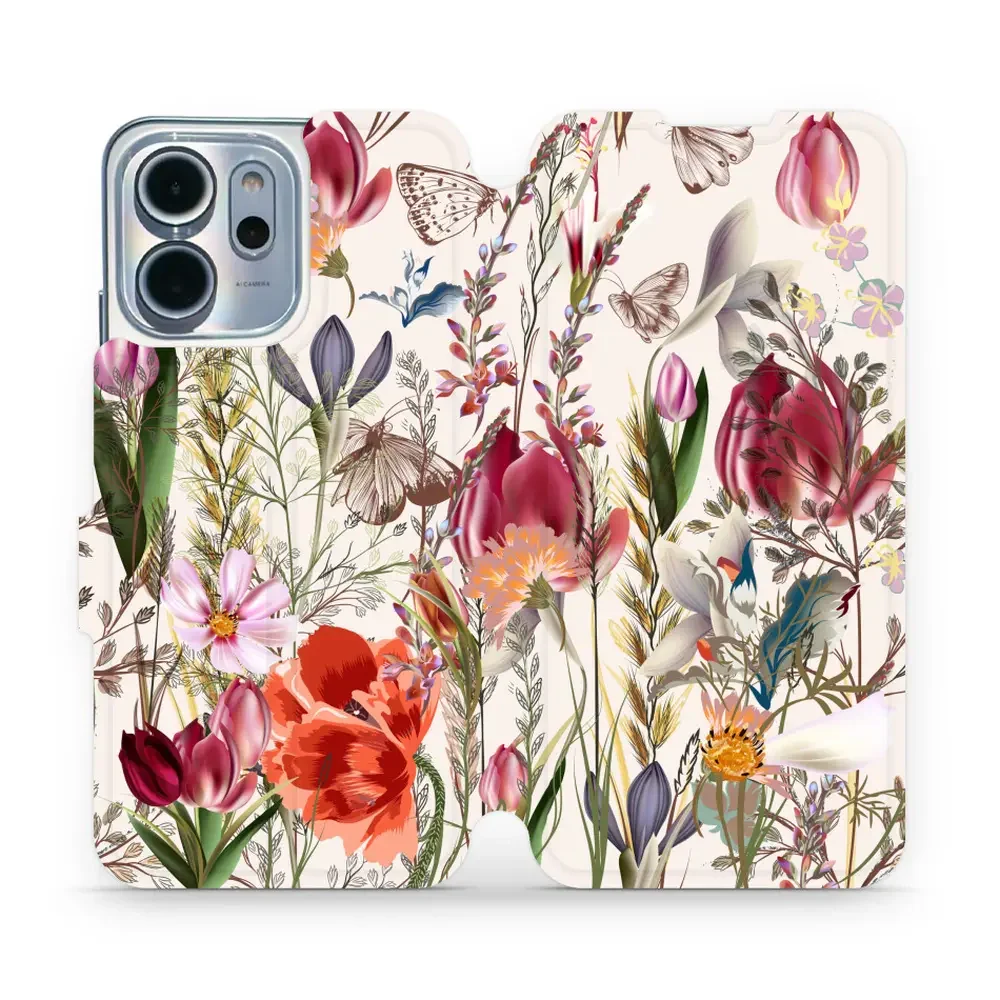 Handyhülle mit klappe für Oppo Reno 14 F, Mobiwear Book, Blumenstrauß