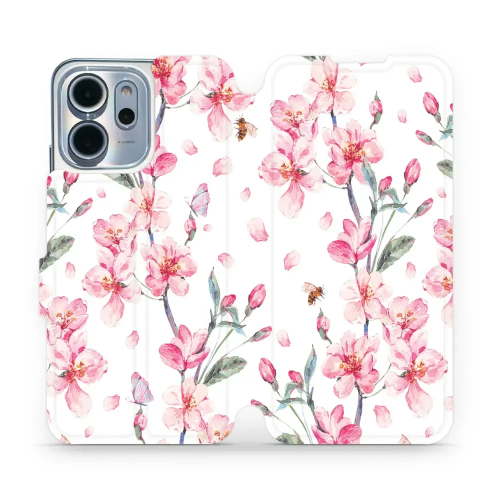 Handyhülle mit klappe für Oppo Reno 14 F, Mobiwear Book, Rosa Frühling