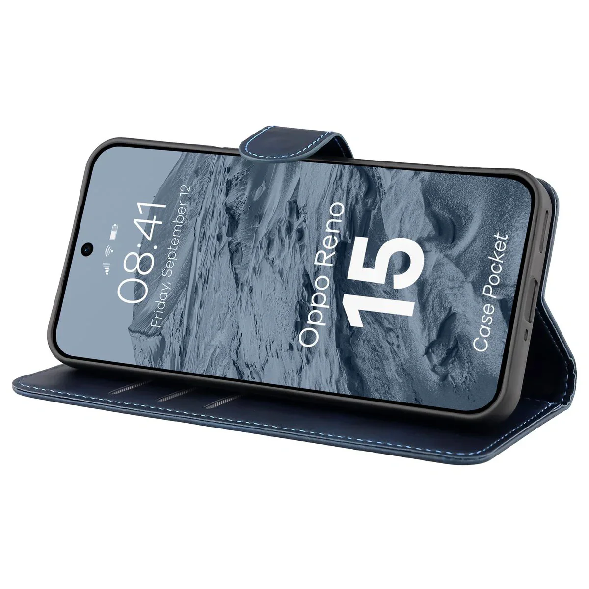 Handyhülle mit Klappe für Oppo Reno 15, Bizon Case Pocket, Dunkelblau - Image 5