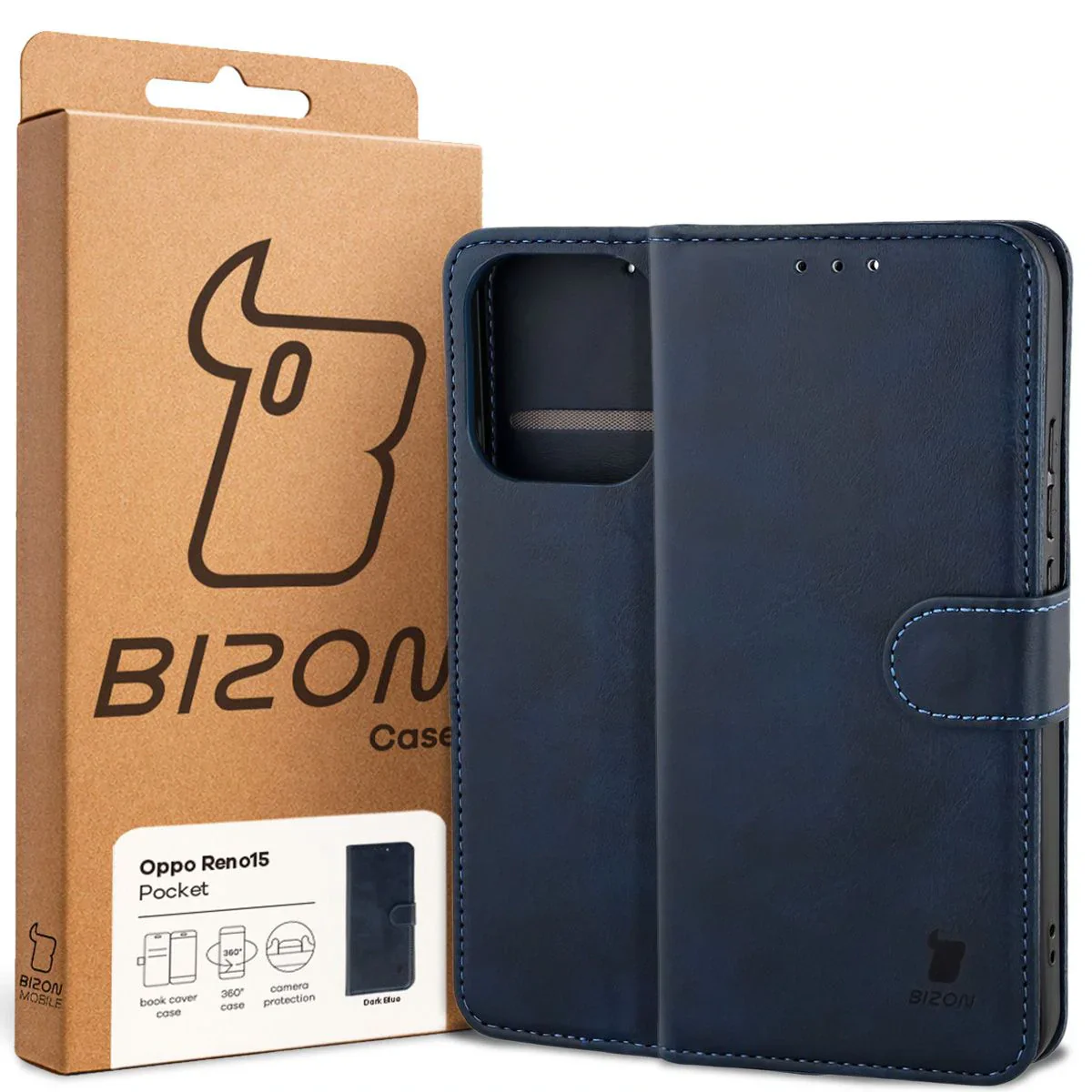 Handyhülle mit Klappe für Oppo Reno 15, Bizon Case Pocket, Dunkelblau - Image 6