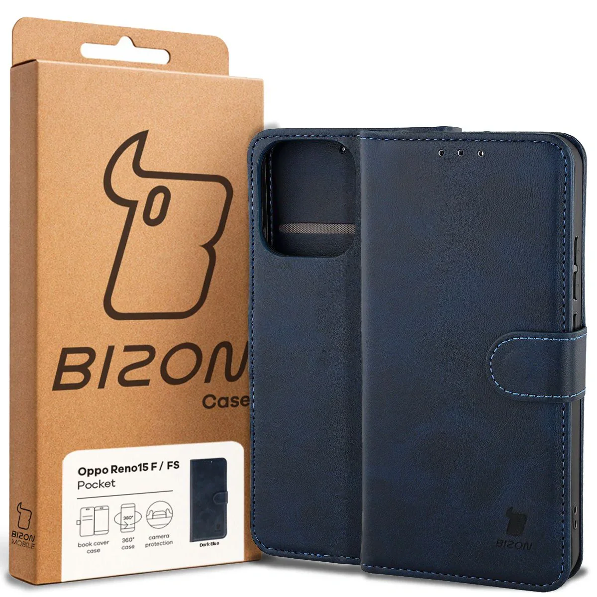 Handyhülle mit Klappe für Oppo Reno 15 F / FS, Bizon Case Pocket, Dunkelblau - Image 6