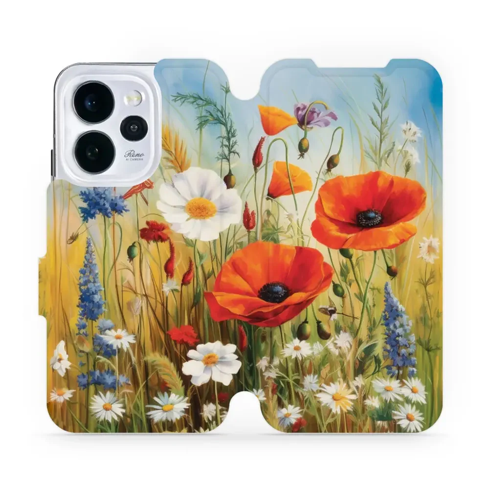 Handyhülle mit klappe für Oppo Reno 15 Pro, Mobiwear Book, Wiesenblumen