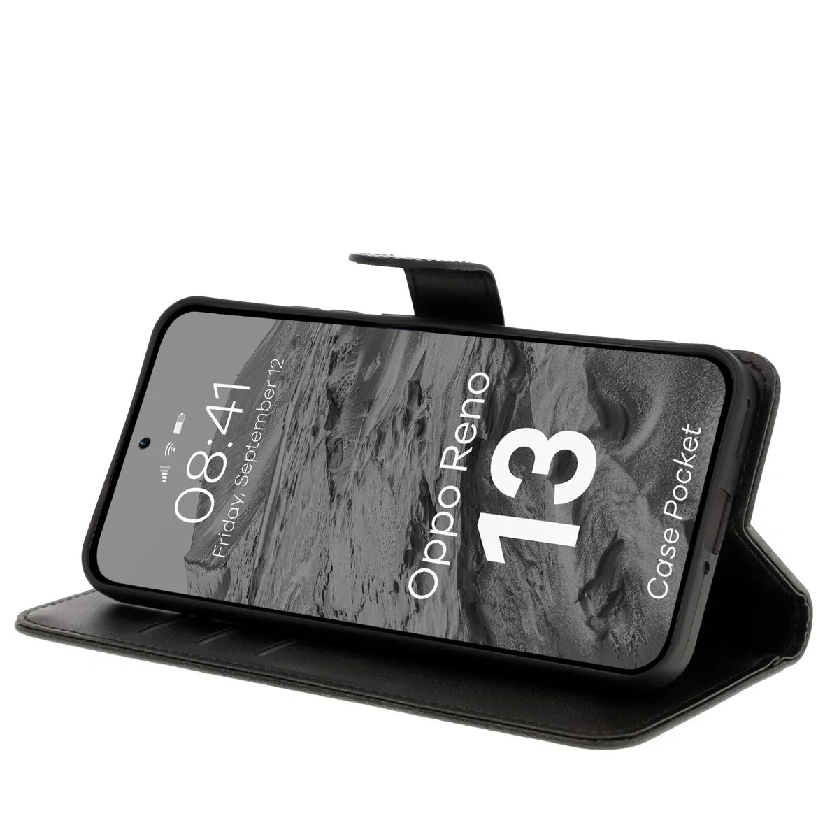 Handyhülle mit Klappe für Oppo Reno13, Bizon Case Pocket, Schwarz - Image 5