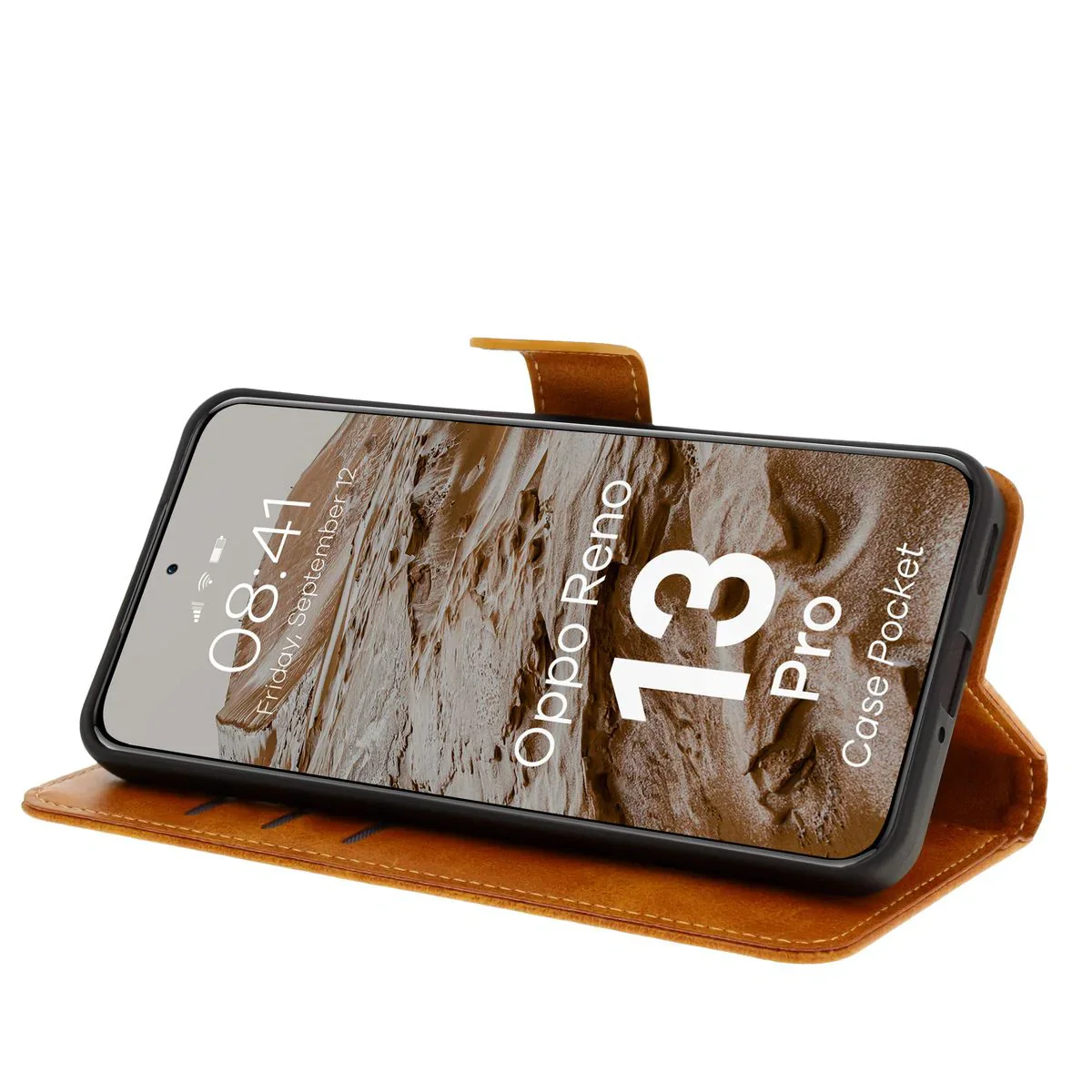 Handyhülle mit Klappe für Oppo Reno13 Pro, Bizon Case Pocket, Braun - Image 5