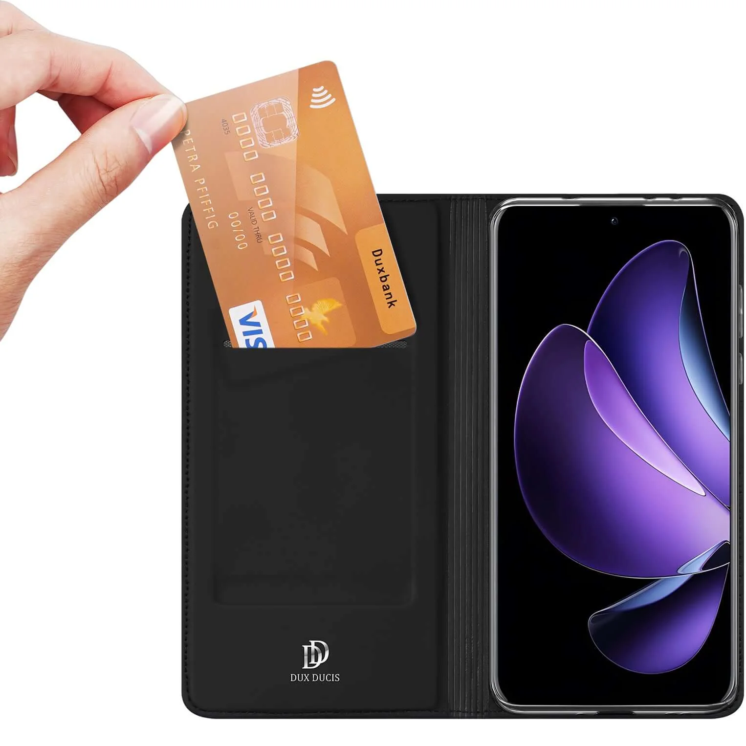 Handyhülle mit Klappe für OPPO Reno13 Pro, Dux Ducis Skin Pro, Schwarz