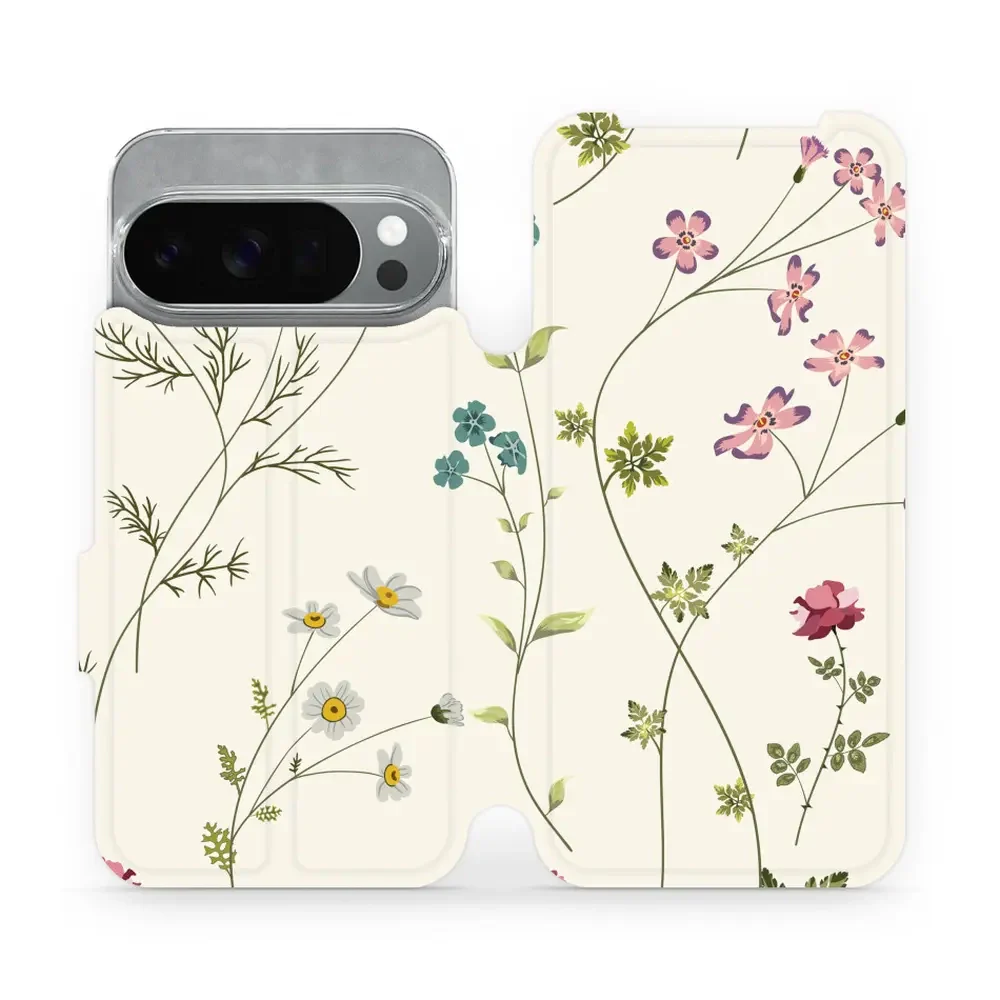 Handyhülle mit klappe für Pixel 10 Pro, Mobiwear Book, Feldblumen