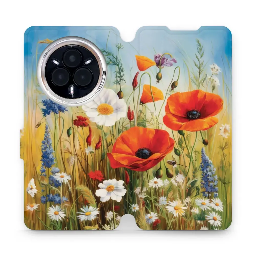 Handyhülle mit klappe für Realme 14 Pro Plus 5G, Mobiwear Book, Wiesenblumen