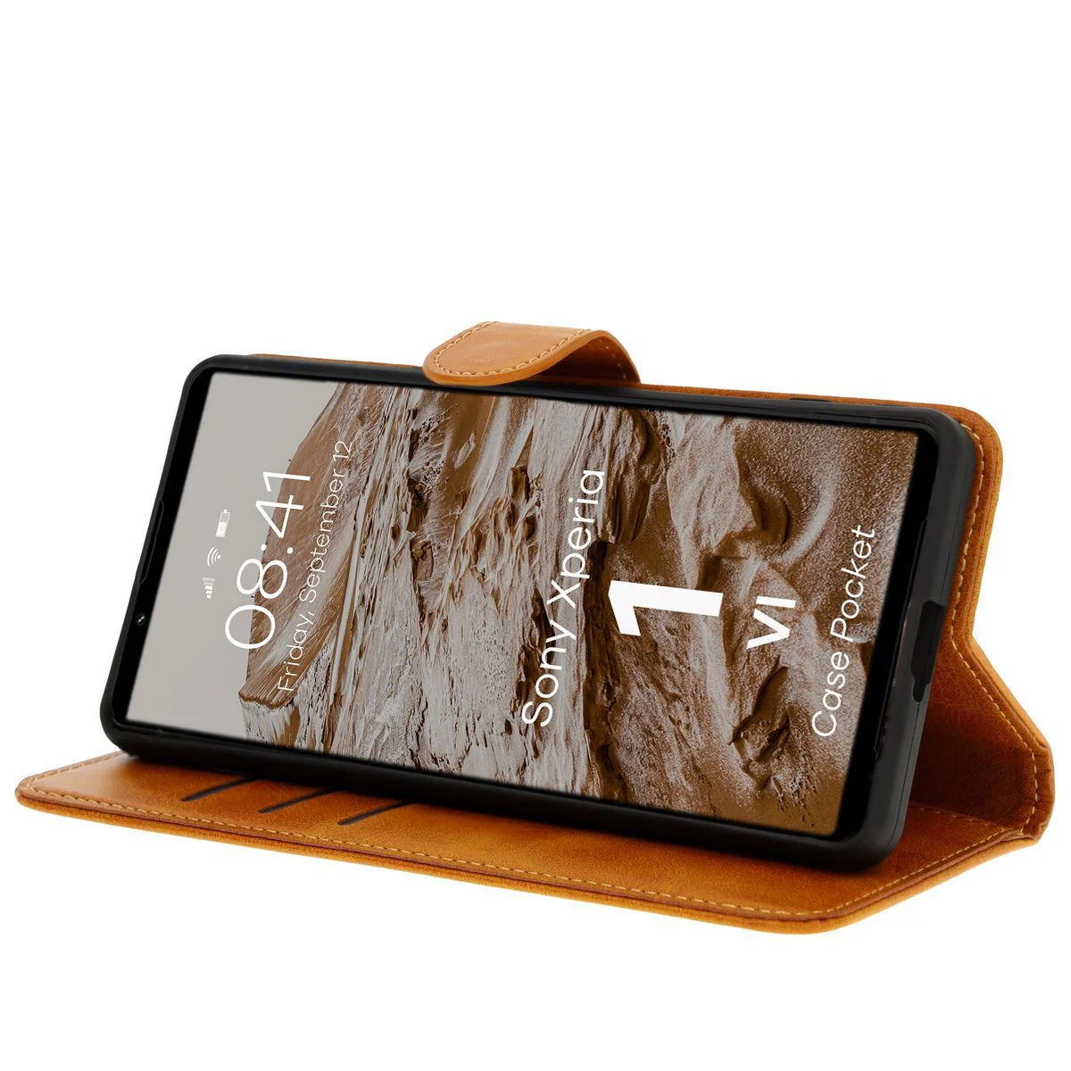 Handyhülle mit Klappe für Sony Xperia 1 VI, Bizon Case Pocket, Braun - Image 5