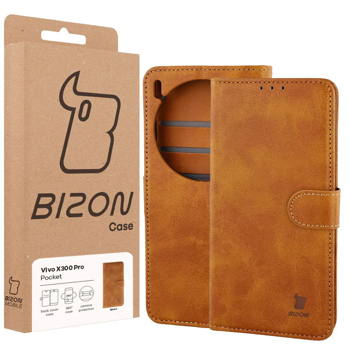Handyhülle mit Klappe für Vivo X300 Pro, Bizon Case Pocket, Braun - Image 6