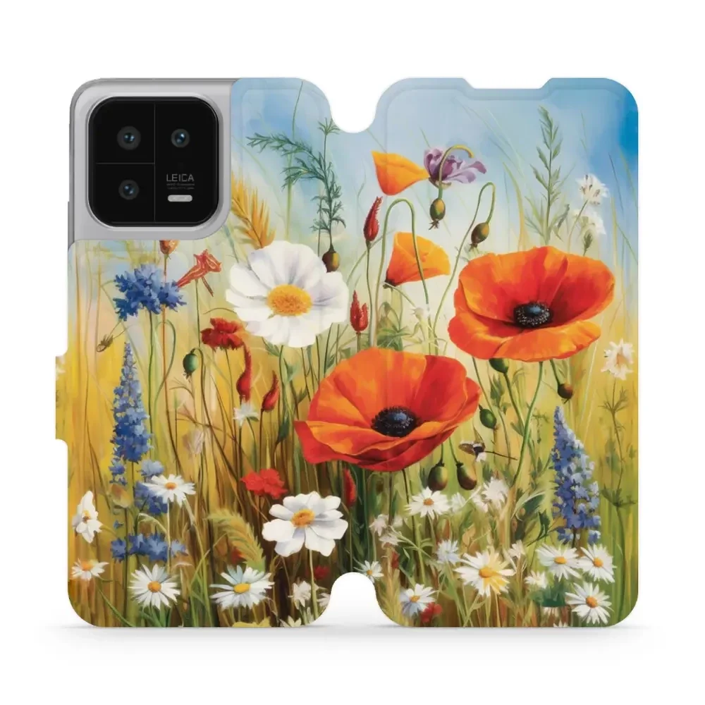 Handyhülle mit klappe für Xiaomi 13, Mobiwear Book, Wiesenblumen