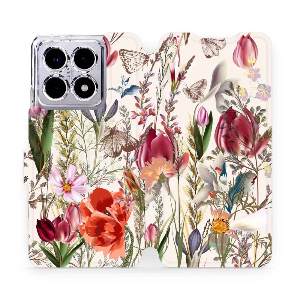 Handyhülle mit klappe für Xiaomi 14T, Mobiwear Book, Blumenstrauß