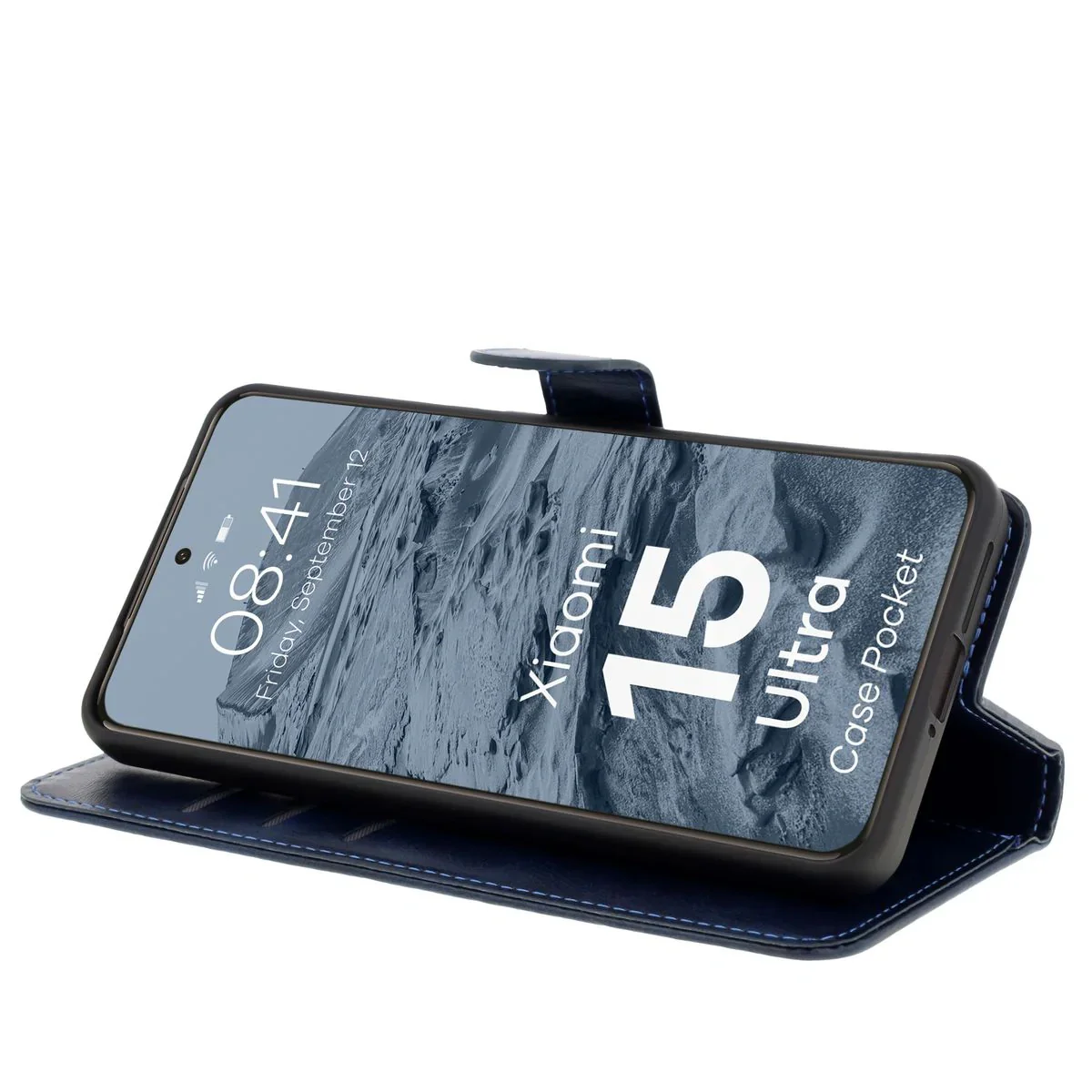 Handyhülle mit Klappe für Xiaomi 15 Ultra, Bizon Case Pocket, Dunkelblau - Image 5