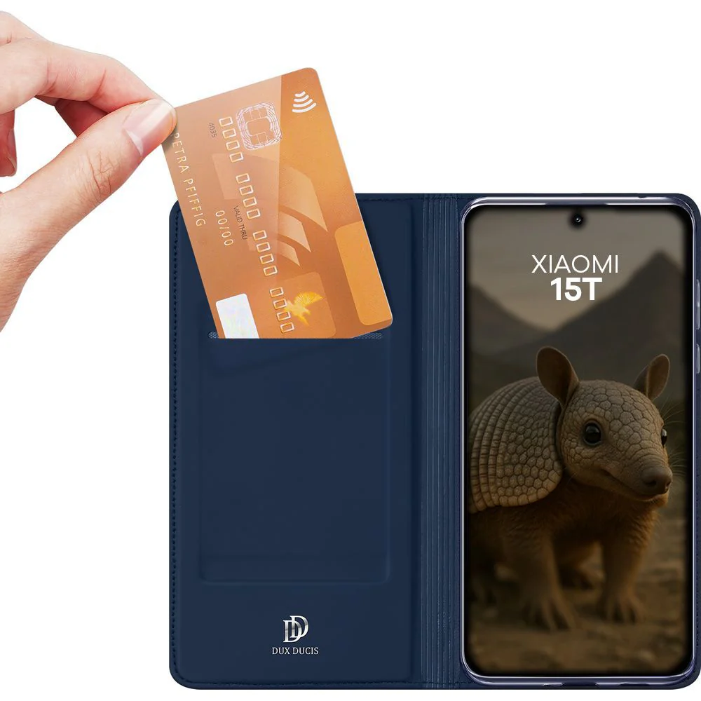 Handyhülle mit Klappe für Xiaomi 15T, Dux Ducis Skin Pro, Dunkelblau - Image 5