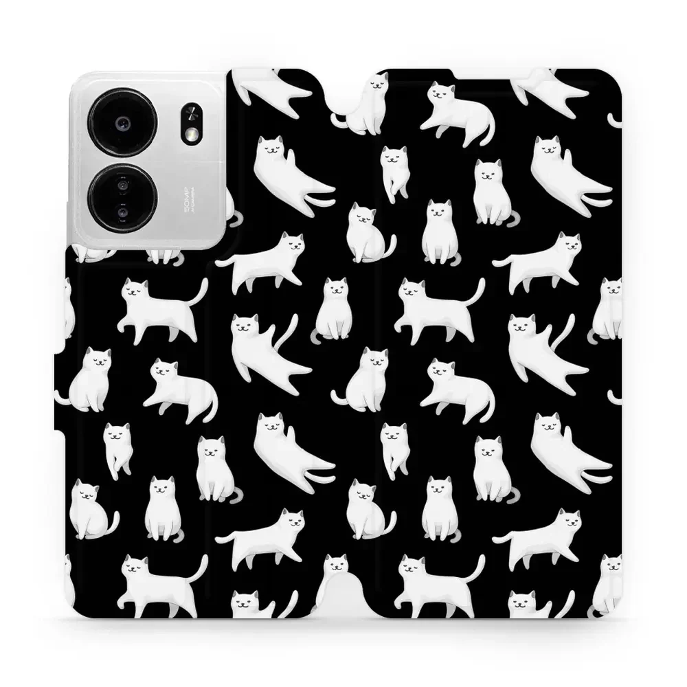 Handyhülle mit klappe für Xiaomi Poco C65, Mobiwear Book, Luna-Kätzchen