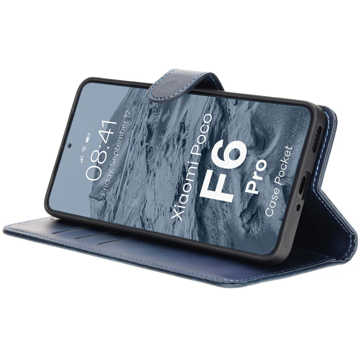 Handyhülle mit Klappe für Xiaomi Poco F6 Pro, Bizon Case Pocket, Dunkelblau - Image 5