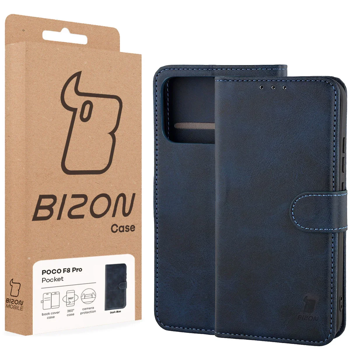 Handyhülle mit Klappe für Xiaomi POCO F8 Pro, Bizon Case Pocket, Dunkelblau - Image 6