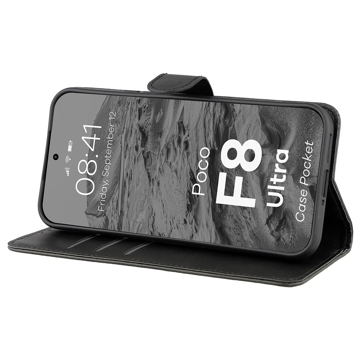 Handyhülle mit Klappe für Xiaomi POCO F8 Ultra, Bizon Case Pocket, Schwarz - Image 5