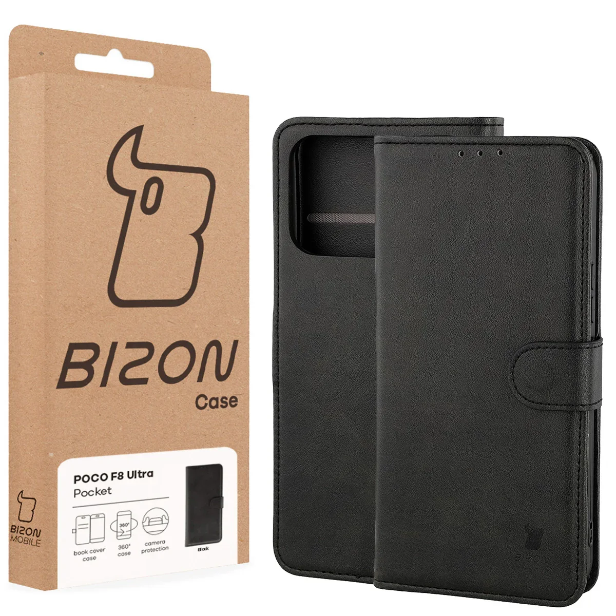 Handyhülle mit Klappe für Xiaomi POCO F8 Ultra, Bizon Case Pocket, Schwarz - Image 6