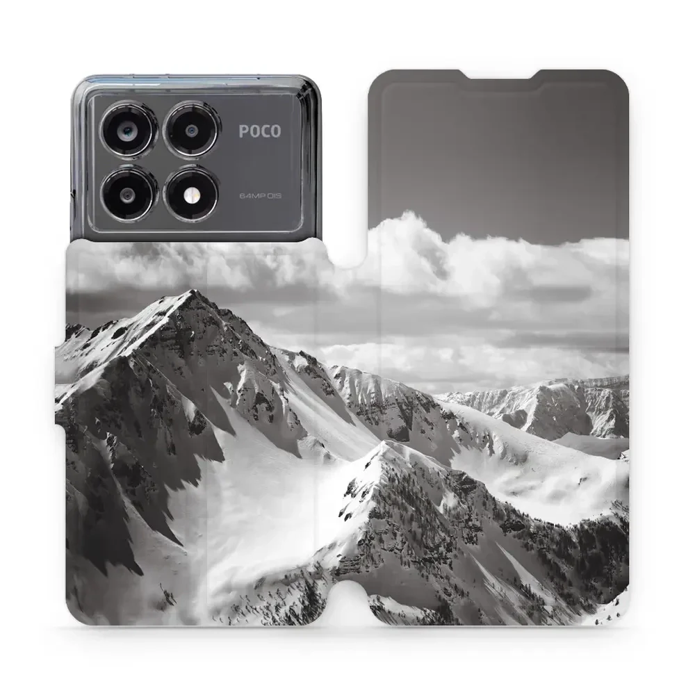 Handyhülle mit klappe für Xiaomi POCO X6 Pro, Mobiwear Book, Berggipfel