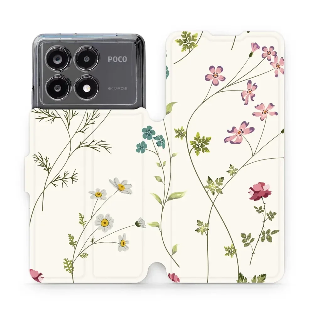 Handyhülle mit klappe für Xiaomi POCO X6 Pro, Mobiwear Book, Feldblumen