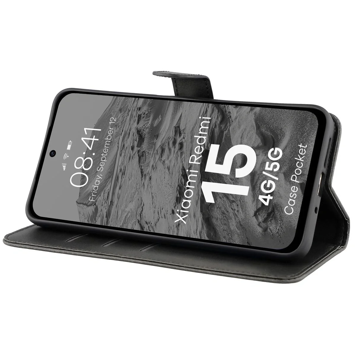 Handyhülle mit Klappe für Xiaomi Redmi 15 4G/5G, Bizon Case Pocket, Schwarz - Image 5