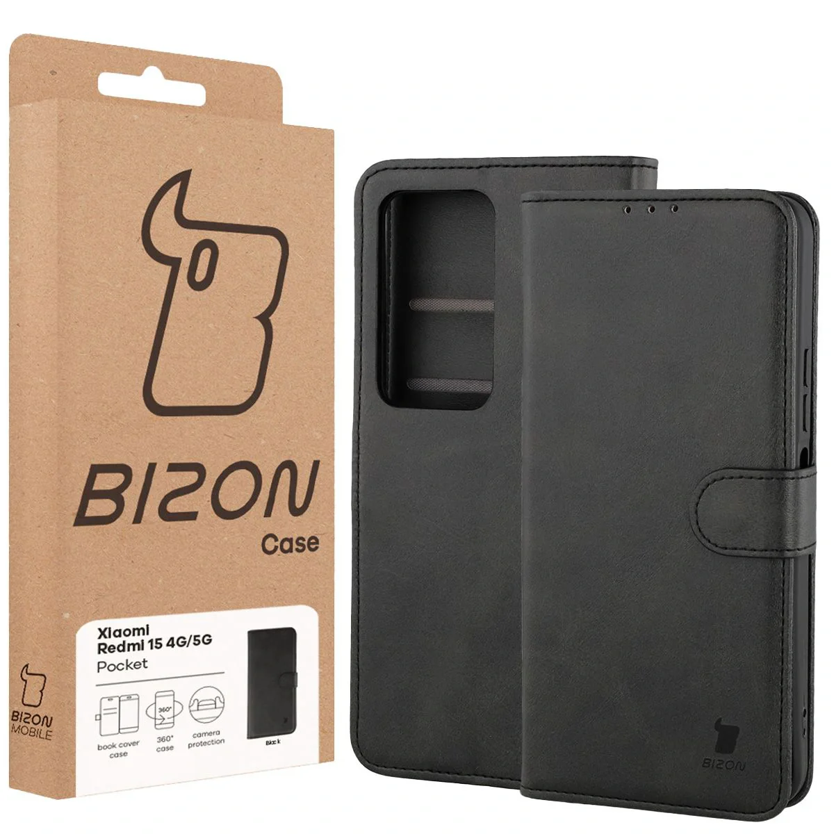 Handyhülle mit Klappe für Xiaomi Redmi 15 4G/5G, Bizon Case Pocket, Schwarz - Image 6