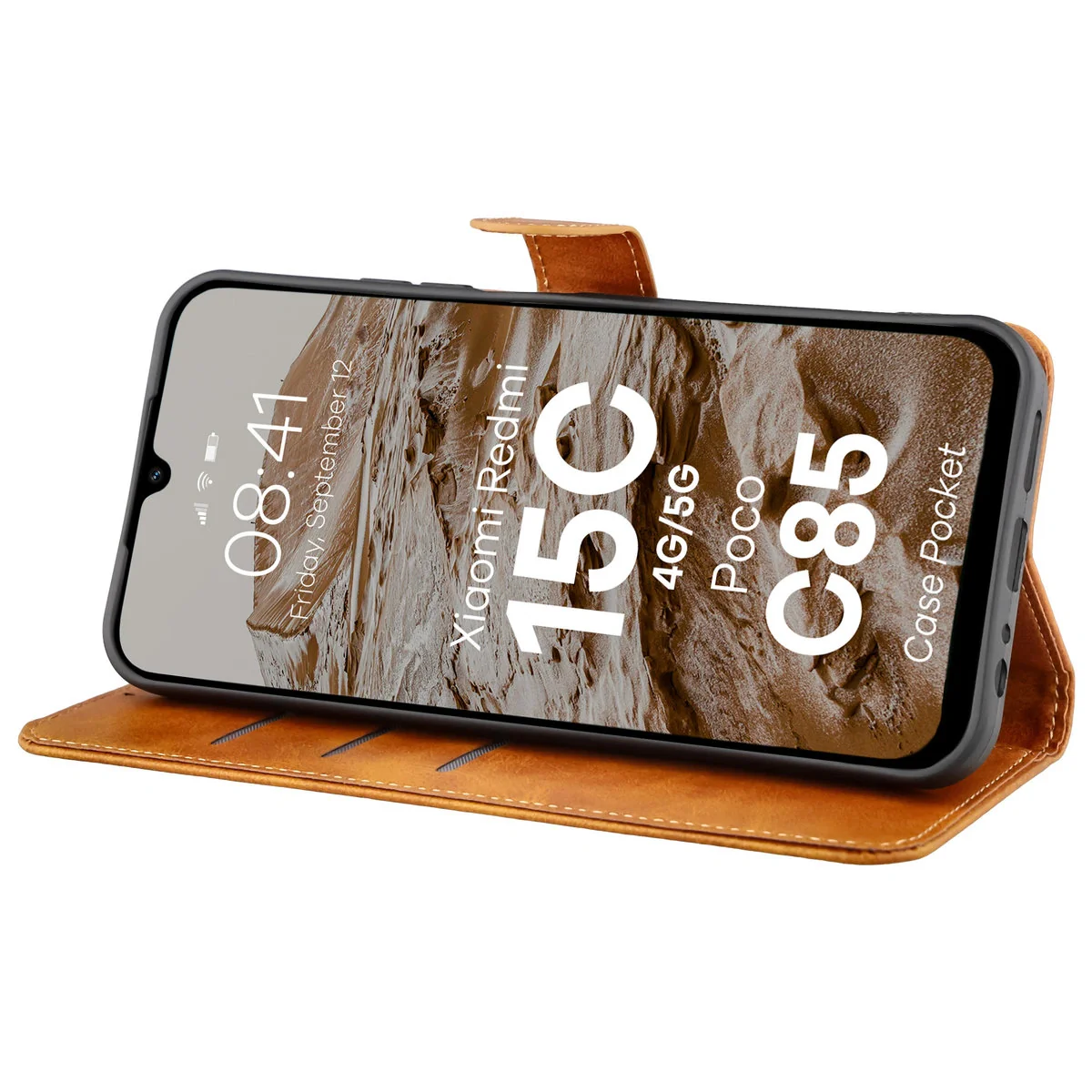 Handyhülle mit Klappe für Xiaomi Redmi 15C 4G/5G / Poco C85, Bizon Case Pocket, Braun - Image 5