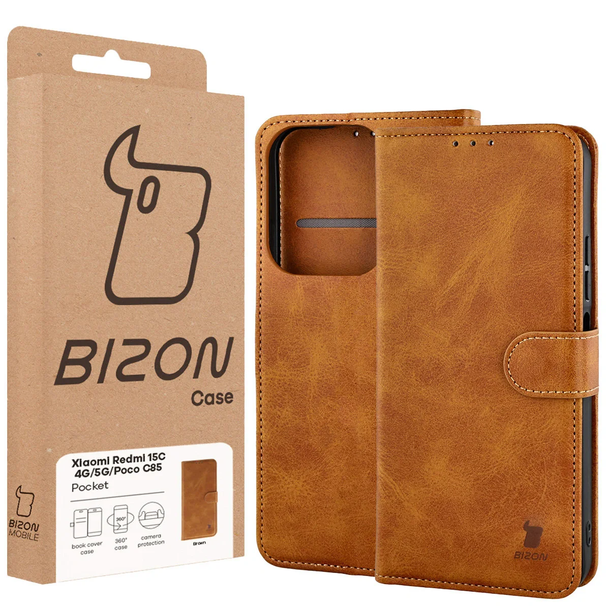 Handyhülle mit Klappe für Xiaomi Redmi 15C 4G/5G / Poco C85, Bizon Case Pocket, Braun - Image 6