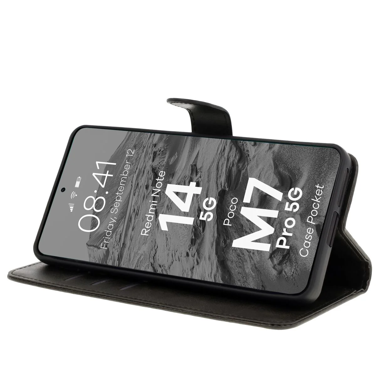 Handyhülle mit Klappe für Xiaomi Redmi Note 14 5G / Poco M7 Pro 5G, Bizon Case Pocket, Schwarz - Image 5