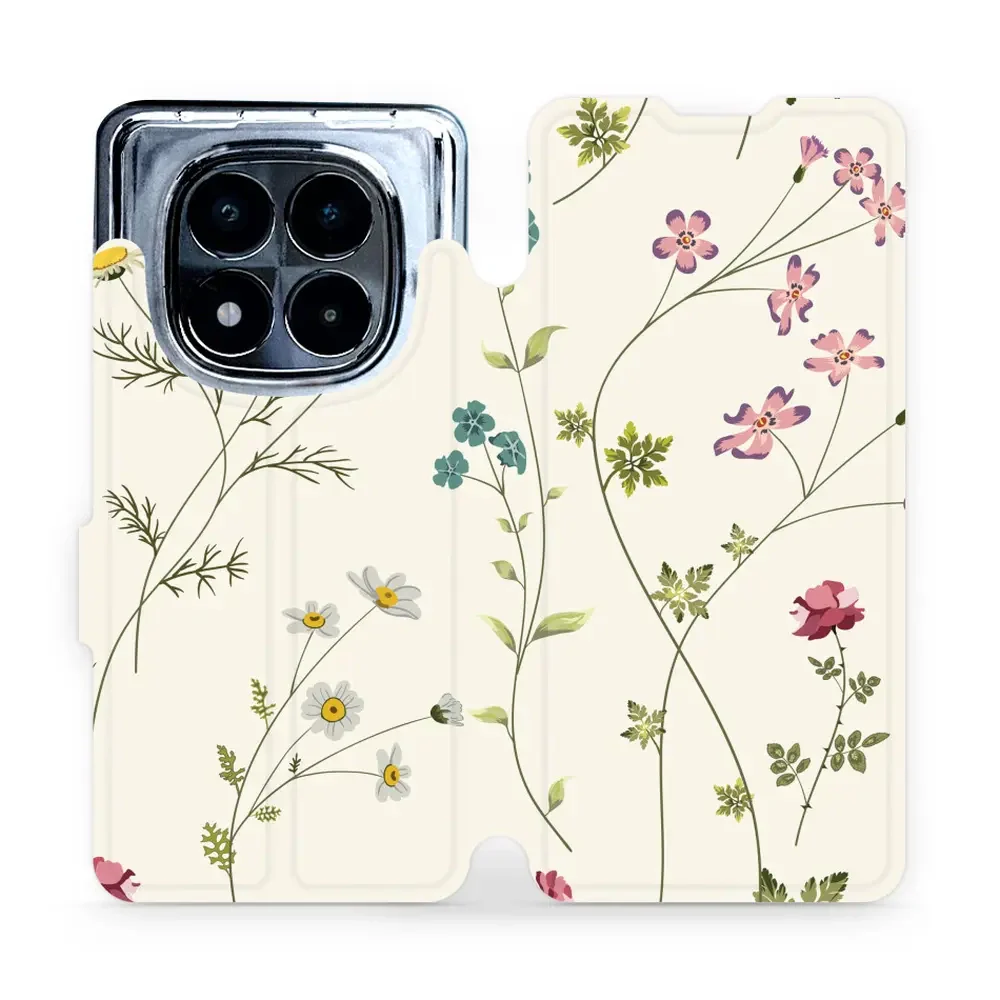 Handyhülle mit klappe für Xiaomi Redmi Note 14 Pro 5G, Mobiwear Book, Feldblumen
