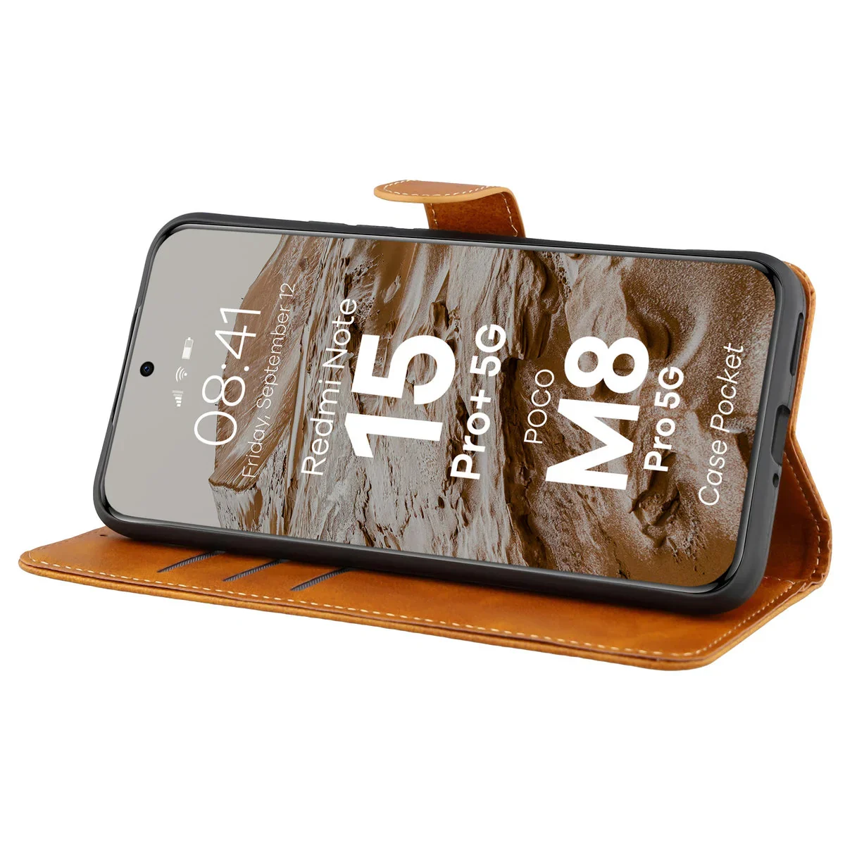 Handyhülle mit Klappe für Xiaomi Redmi Note 15 Pro Plus 5G / POCO M8 Pro 5G, Bizon Case Pocket, Braun - Image 5
