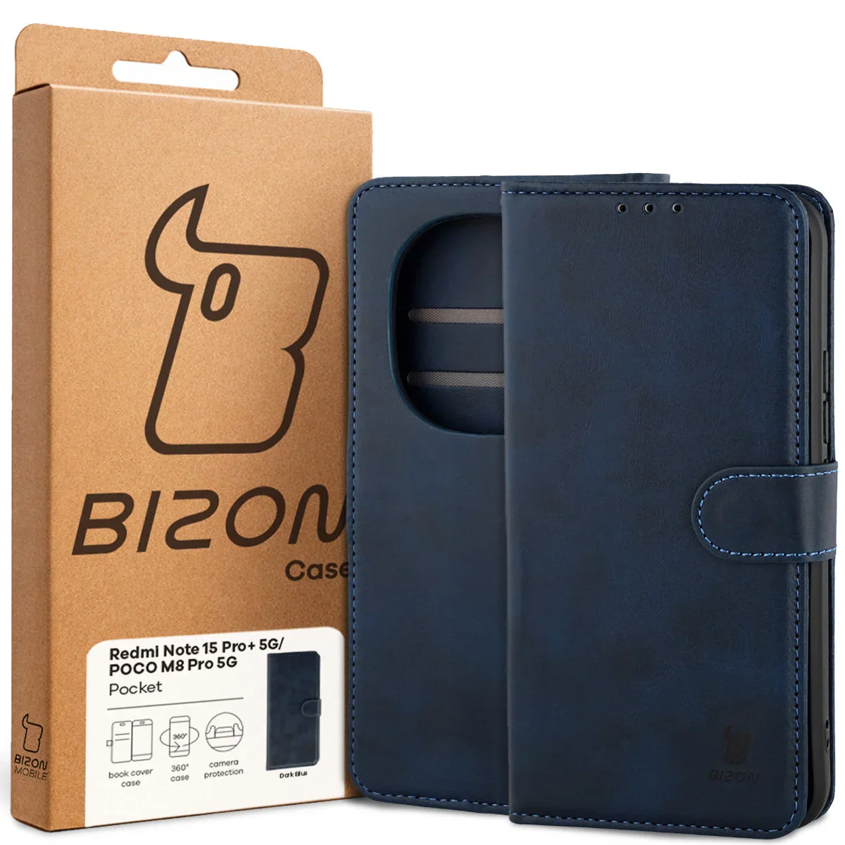 Handyhülle mit Klappe für Xiaomi Redmi Note 15 Pro Plus 5G / POCO M8 Pro 5G, Bizon Case Pocket, Dunkelblau - Image 6