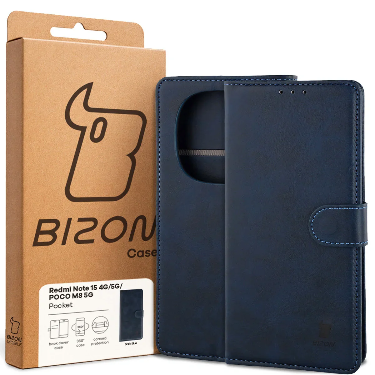 Handyhülle mit Klappe für Xiaomi Redmi Note 15 / POCO M8 5G, Bizon Case Pocket, Dunkelblau - Image 6