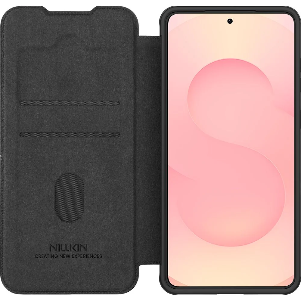 Handyhülle mit Klappe und Kameraschutz für Galaxy S25 Edge, Nillkin Qin Pro, Schwarz - Image 2